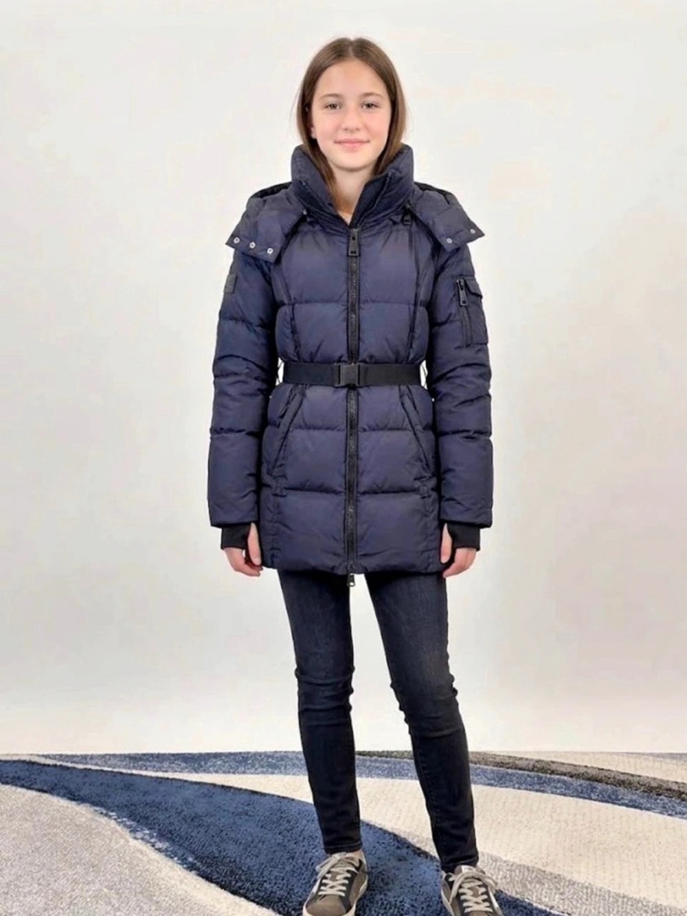 SAM Girls' Soho Belted Down Puffer Jacket -Big Kid Size 14